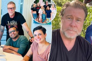 Dean McDermott split image with his new girlfriend and his family.