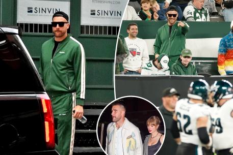 Travis Kelce leaves Taylor Swift’s NYC apartment before attending Jets vs. Eagles game solo